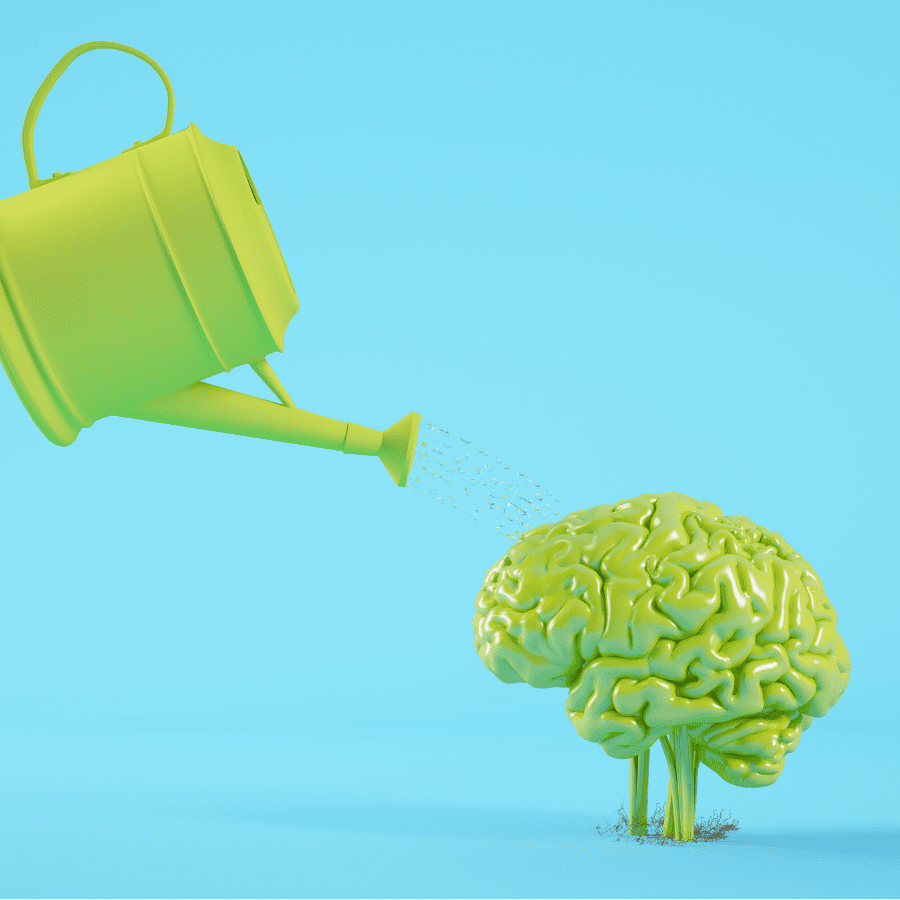 watering can watering a brain 