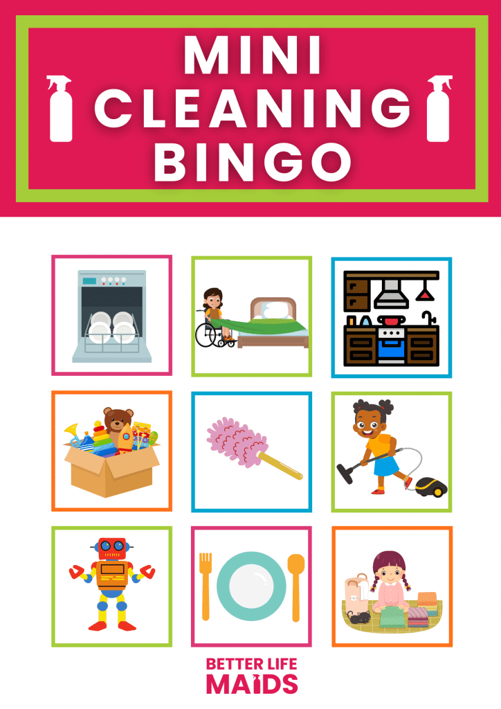 mini cleaning bingo board designed by Better Life Maids 