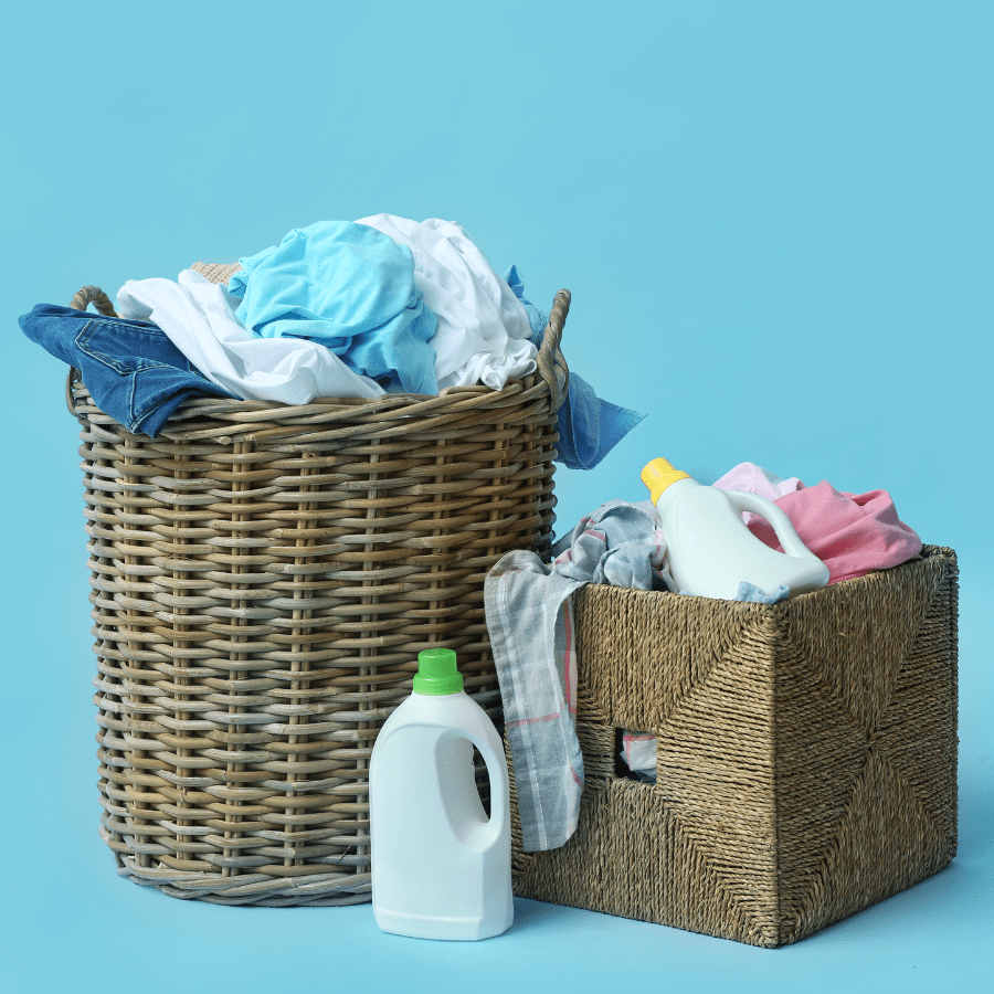 laundry baskets that need to be sorted 