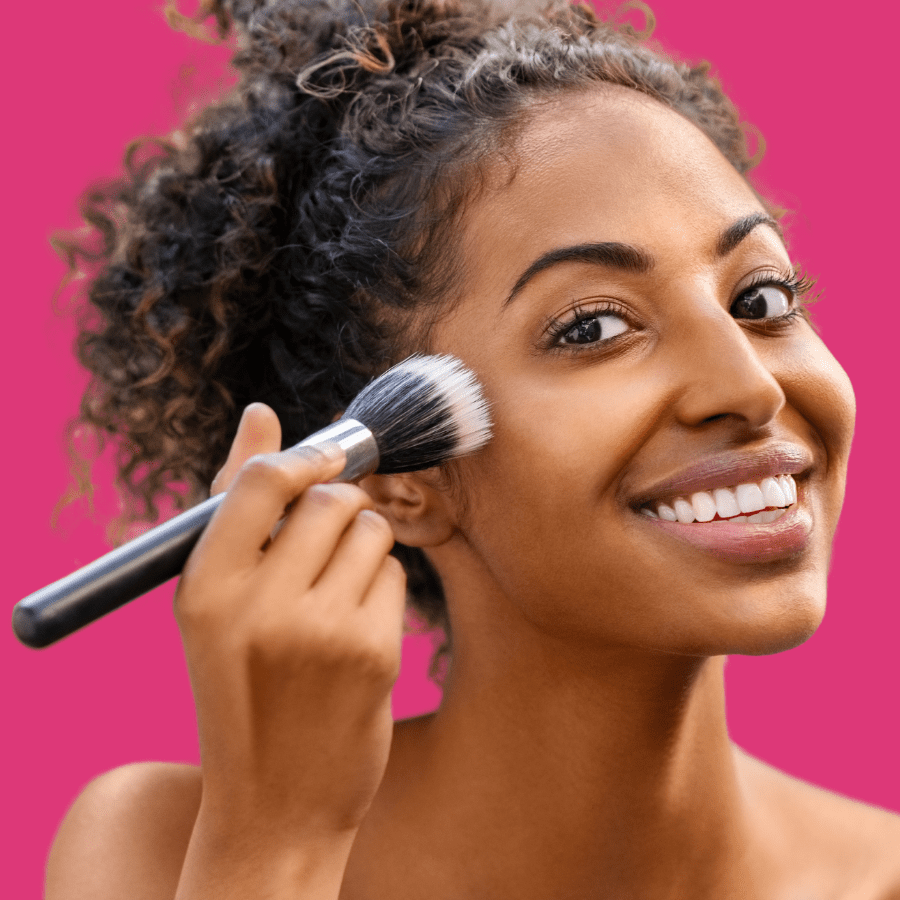 clean makeup brush on healthy skin 