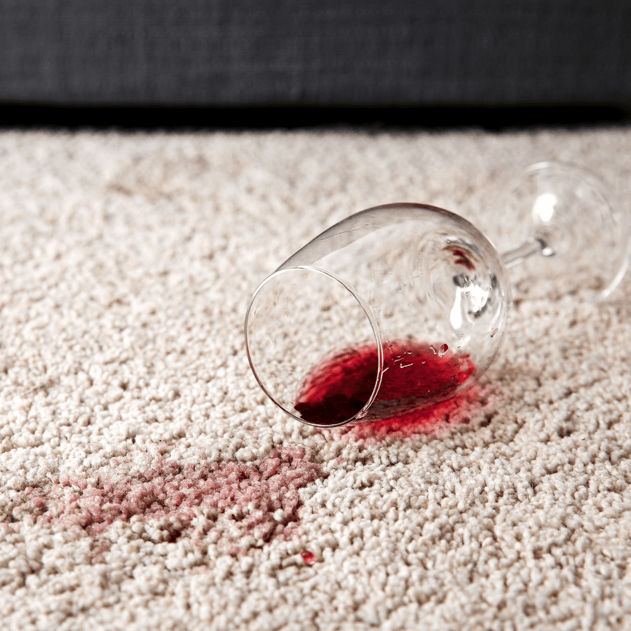 red wine stain on rug